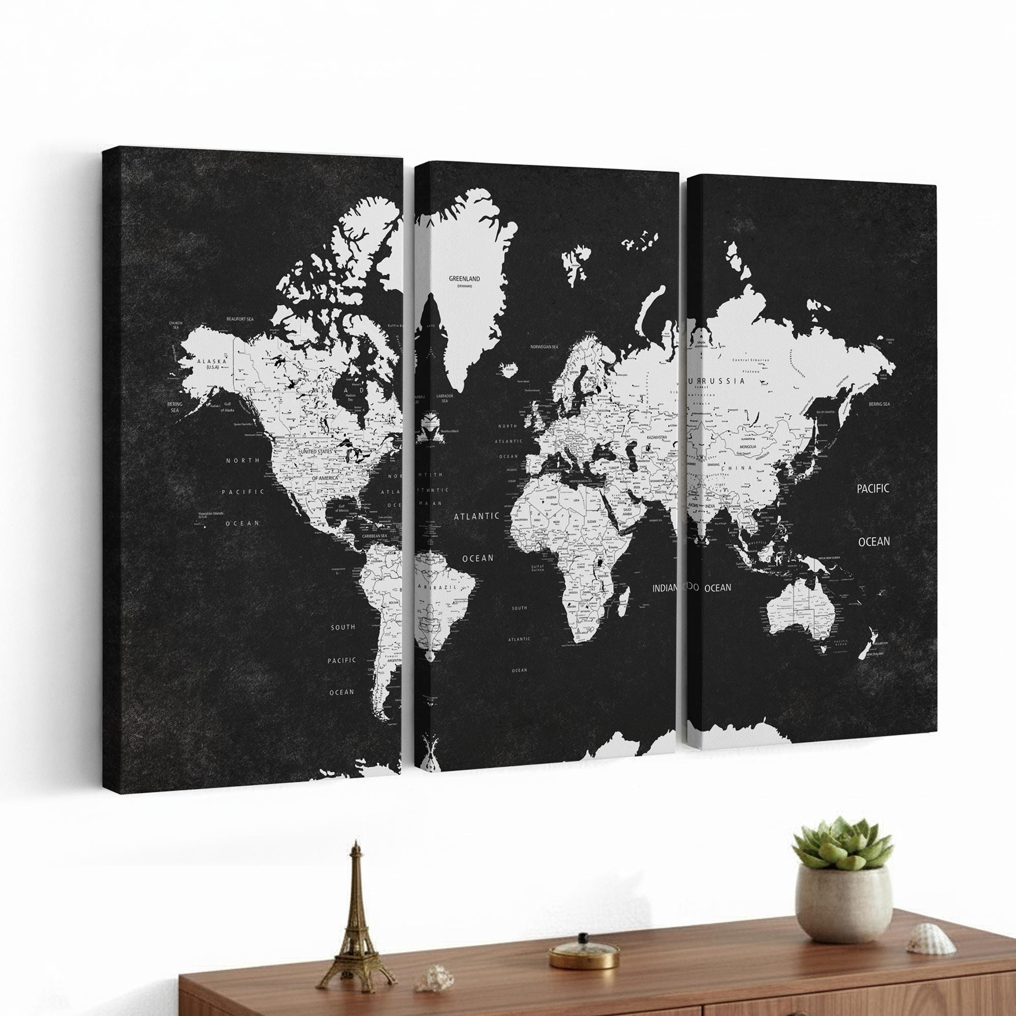 Dark Gray Push Pin World Map Personalized World Map Dark Gray Push