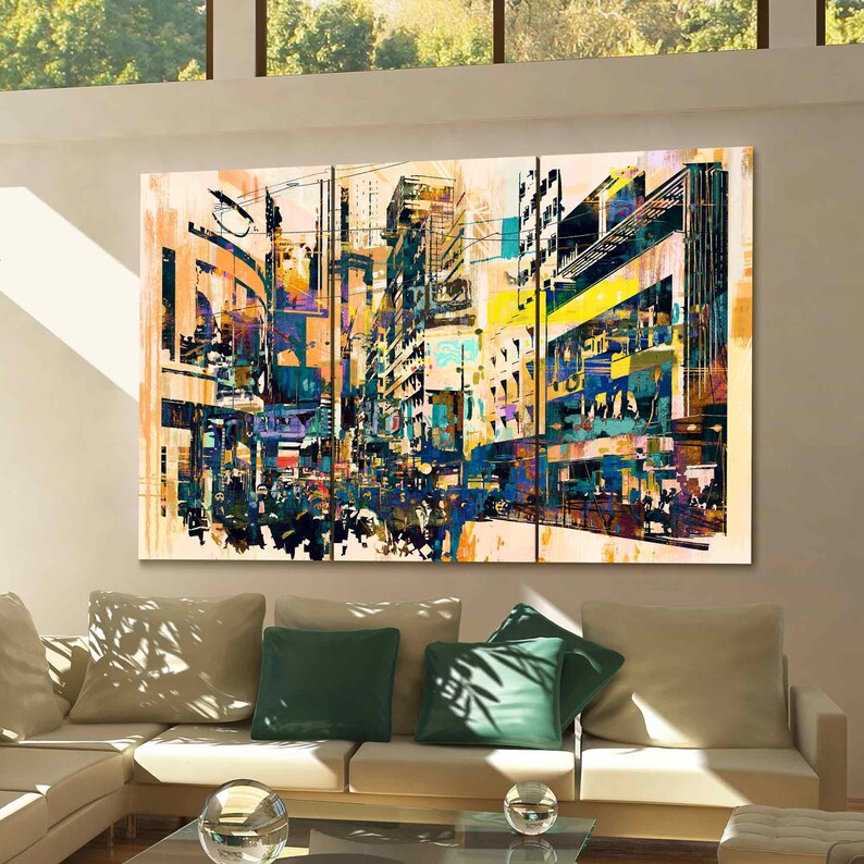 Abstract City Canvas Print Abstract City Wall Art Etsy