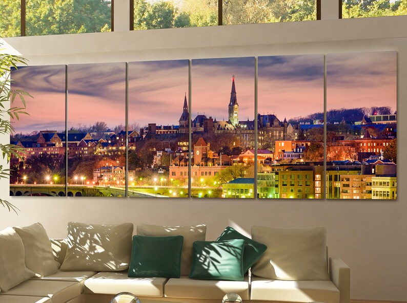 Skyline Wall Art Canvas Print Washington Etsy
