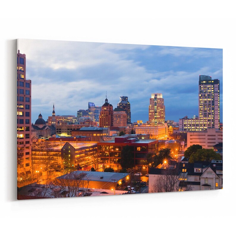 Sacramento Skyline Wall Art Sacramento Canvas Print Multiple Etsy