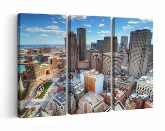 Boston skyline wall art | Canvas or Poster Print (framed) | Color / Black-White