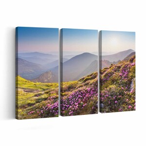 Flowers on Mountain Canvas print || Flowers on Mountain Wall Art || Flowers on Mountain Poster || Flowers on Mountain home decor || Flowers