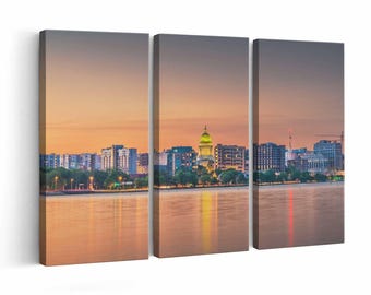 Madison Skyline wall art | Canvas or Poster Print (framed) | Color / Black-White