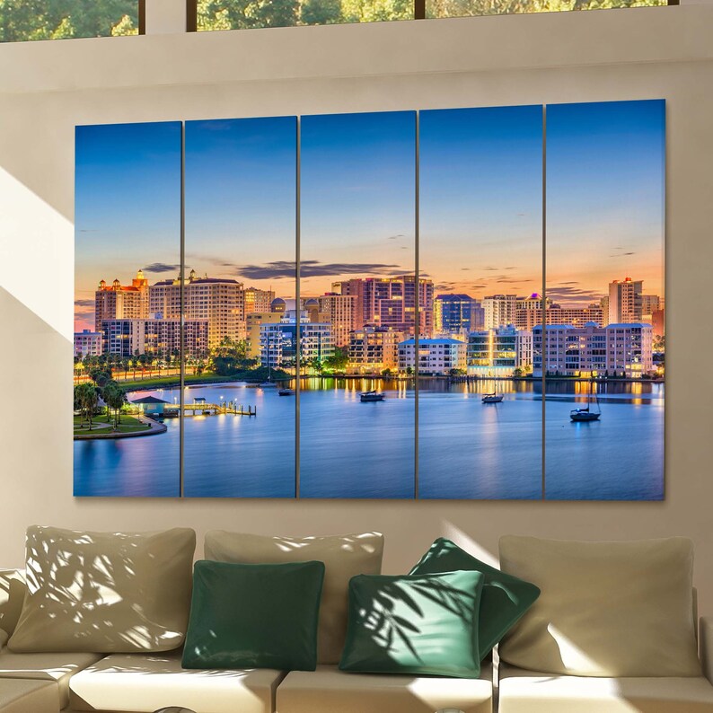 Sarasota Skyline Wall Art Sarasota Canvas Print Florida Etsy