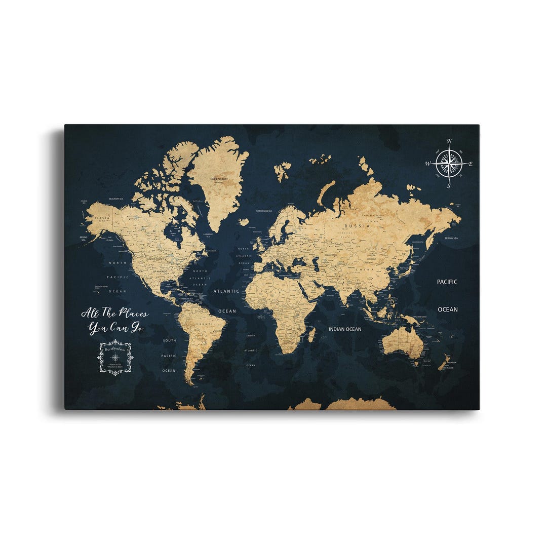 Push Pin Travel Map | Personalized Wall Art | Canvas Print | Multiple ...