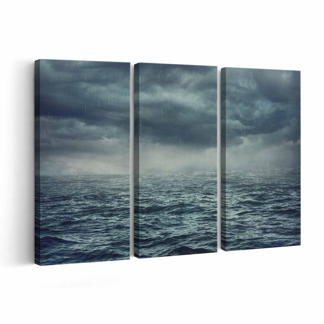 Stormy Sea Wall Art | Canvas or Poster Print (framed) | Color / Black ...
