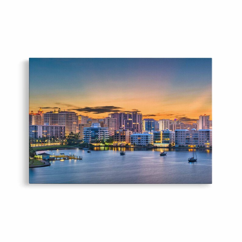 Sarasota Skyline Wall Art Canvas Sarasota Canvas Print Florida Etsy