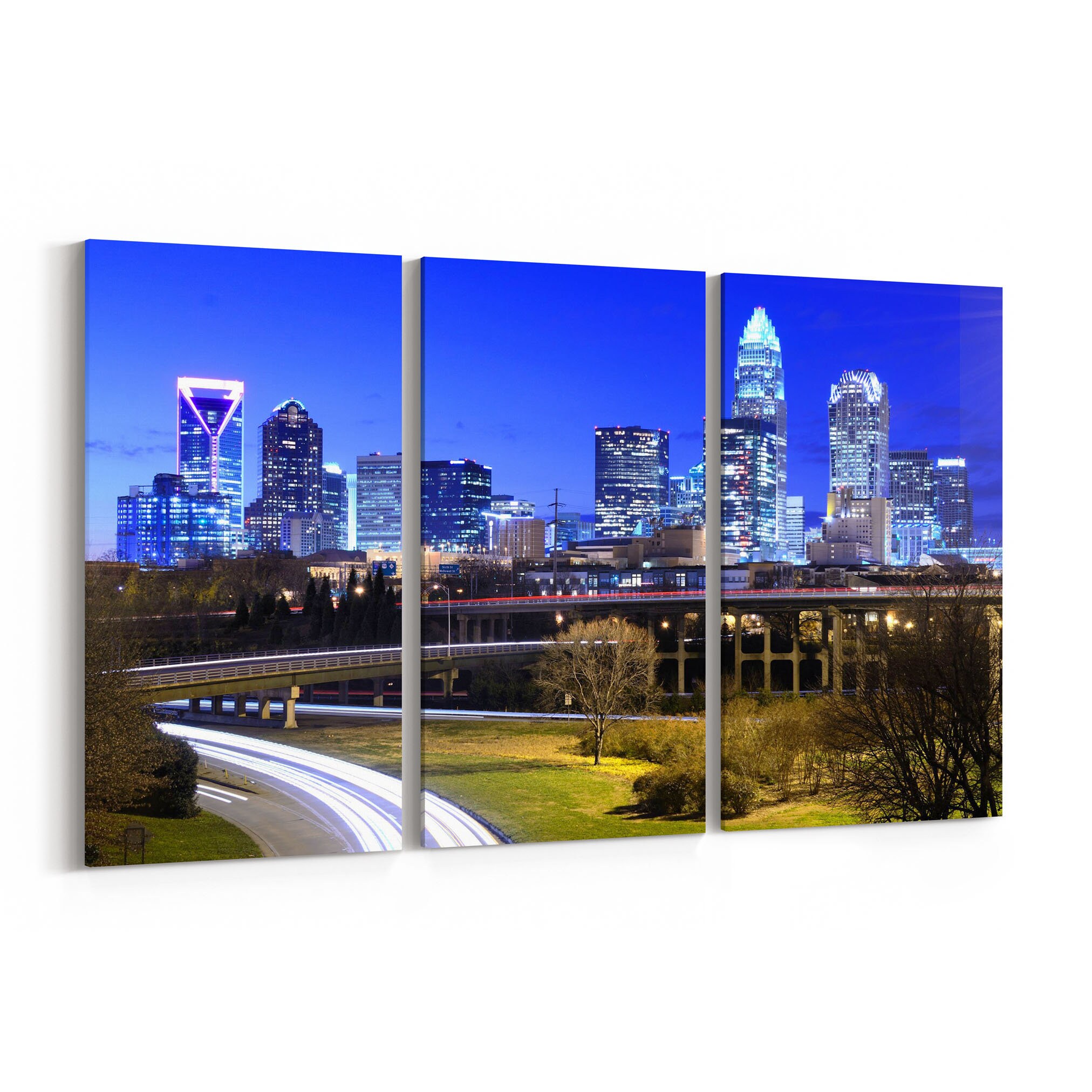 Charlotte Skyline Canvas Charlotte Canvas Wall Art North Etsy