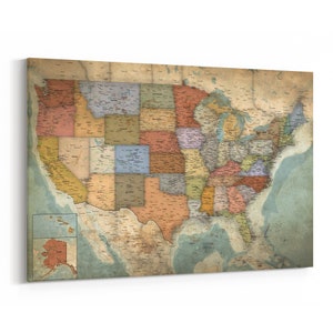 USA Push Pin Travel Map || Vintage Personalized USA Map || Old Usa Push Pin map || Customizable Vintage version.