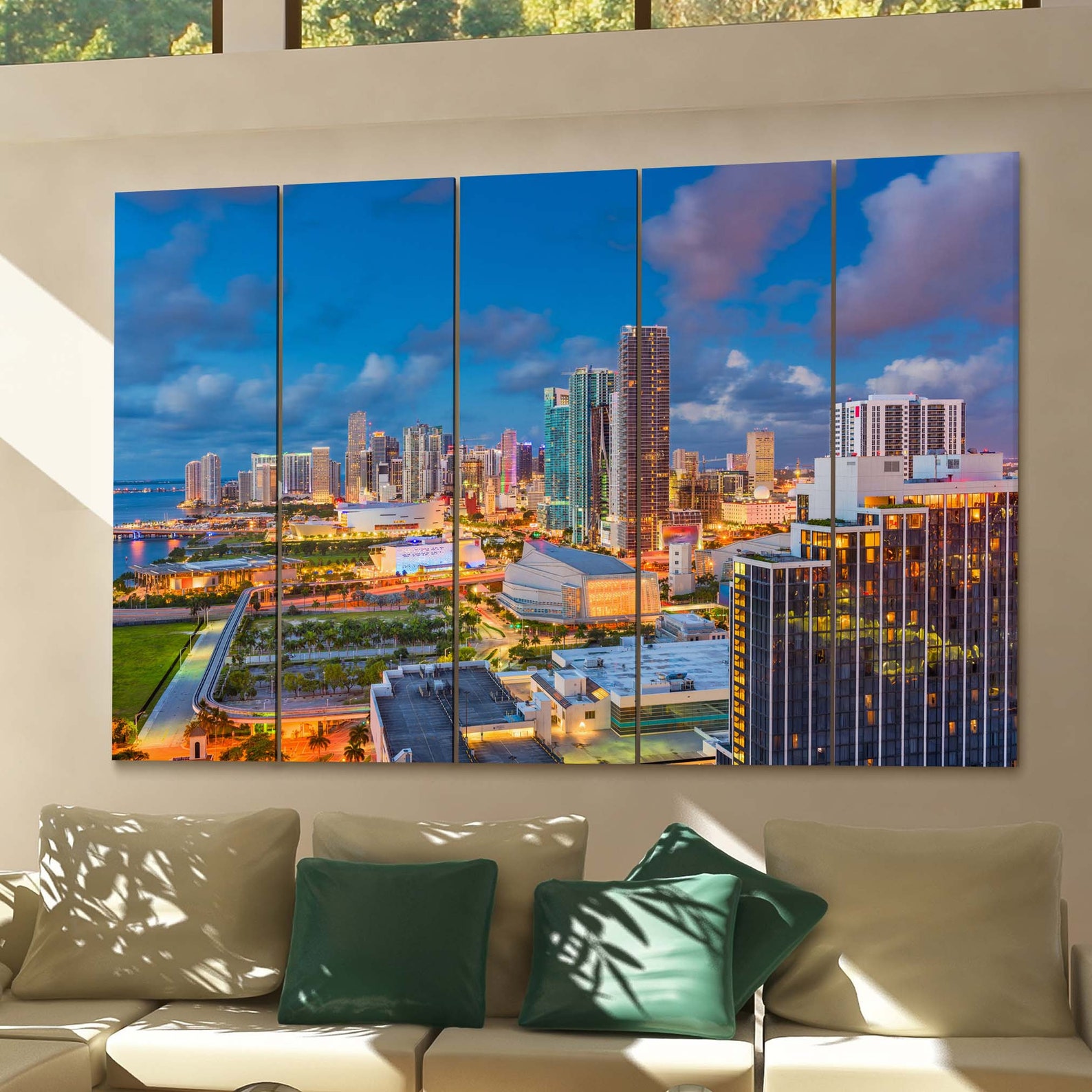 Miami Skyline Wall Art Miami Canvas Print Florida Multiple Etsy