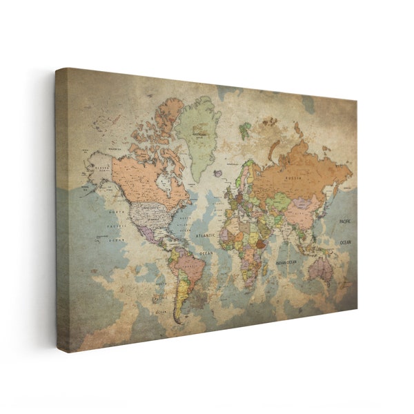 Vintage World Map Etsy