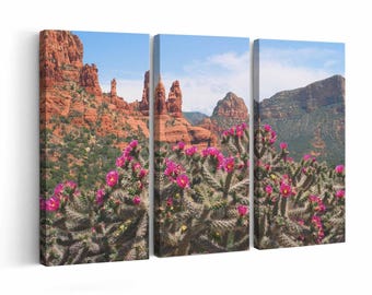 Sedona Landscape And Cactus | Canvas or Poster Print | Color / Black & White