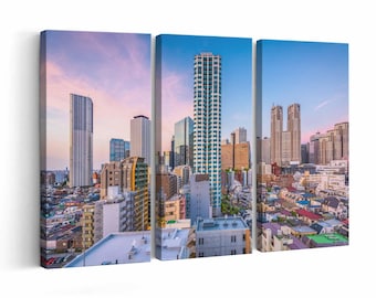 West Shinjuku Skyline wall art | Canvas or Poster Print (framed) | Color / Black-White