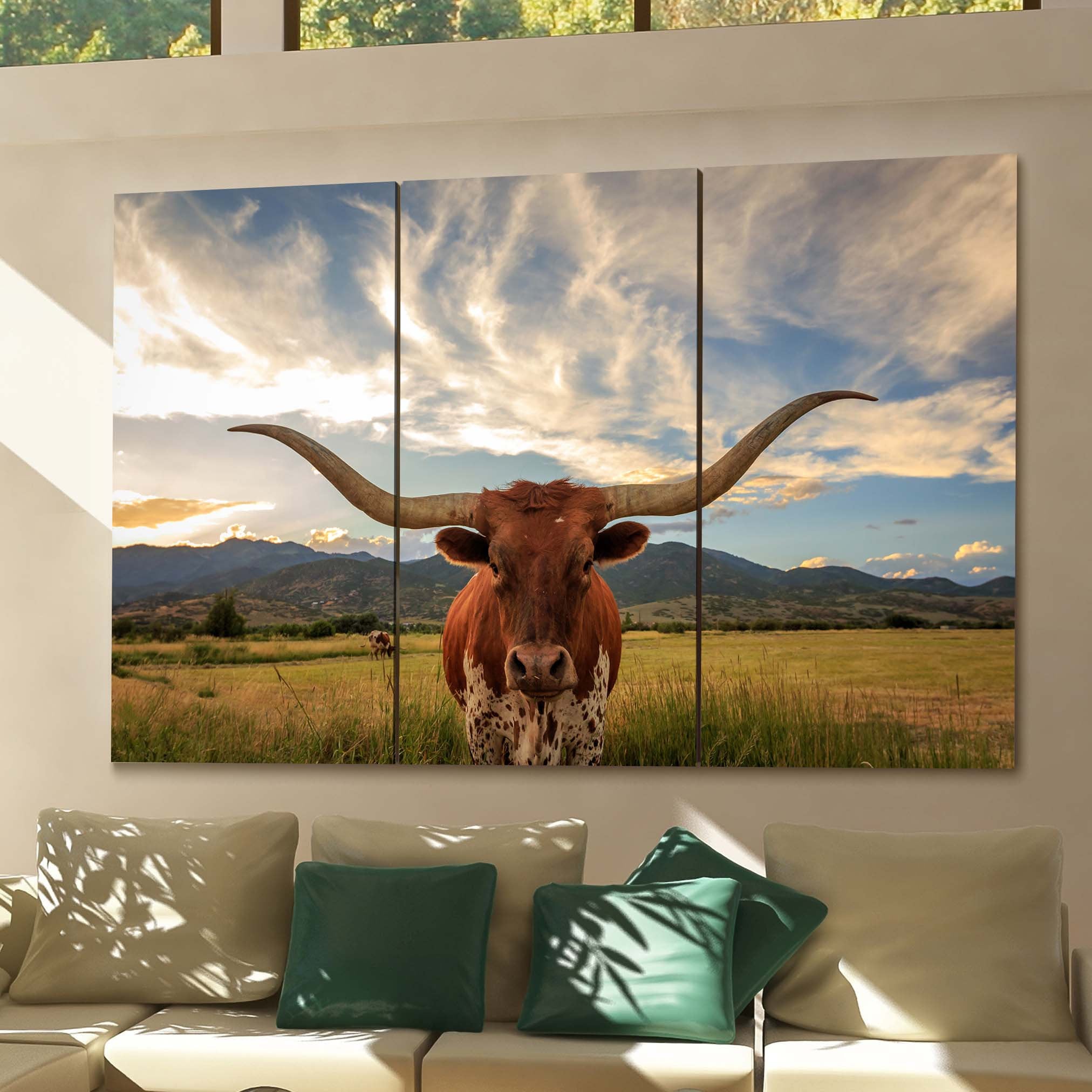 Texas Longhorn Canvas Print Texas Longhorn Wall Art Canvas Etsy
