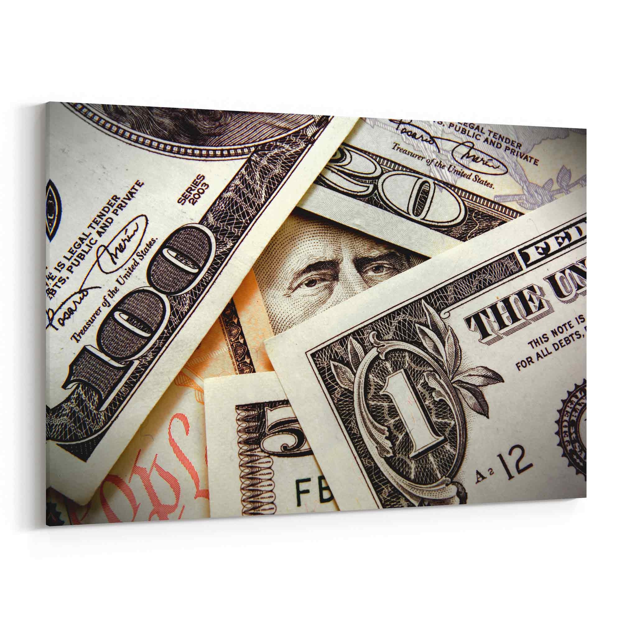 Money Canvas Print Money Wall Art Multiple Sizes Wrapped Etsy