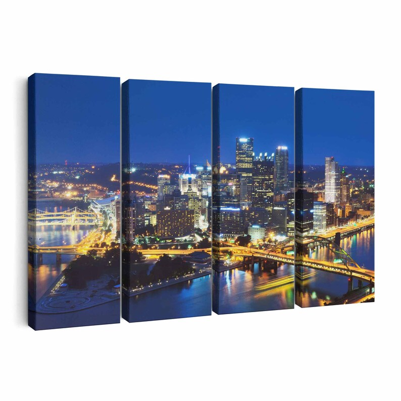 Pittsburgh Skyline Wall Art Pittsburgh Canvas Multiple Sizes Etsy