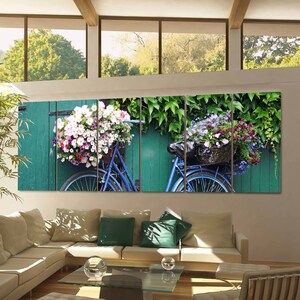 bicycle with flowers wall art
