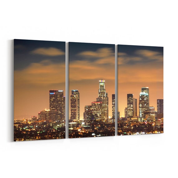 Los Angeles Skyline Canvas Los Angeles Canvas Wall Art Etsy
