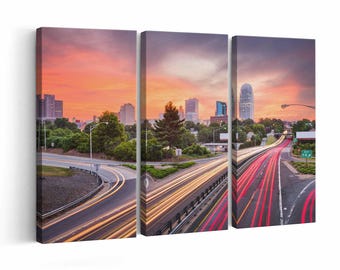Winston-Salem Skyline wall art | Canvas or Poster Print (framed) | Color / Black-White