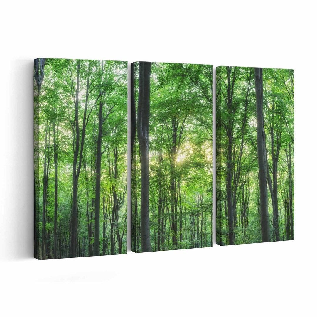 Green Forest Canvas Print Green Forest Wall Art Green Etsy