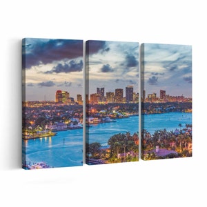 Fort Lauderdale Skyline Canvas print || Fort Lauderdale Skyline Wall Art || Fort Lauderdale Skyline Poster || Fort Lauderdale Skyline home d