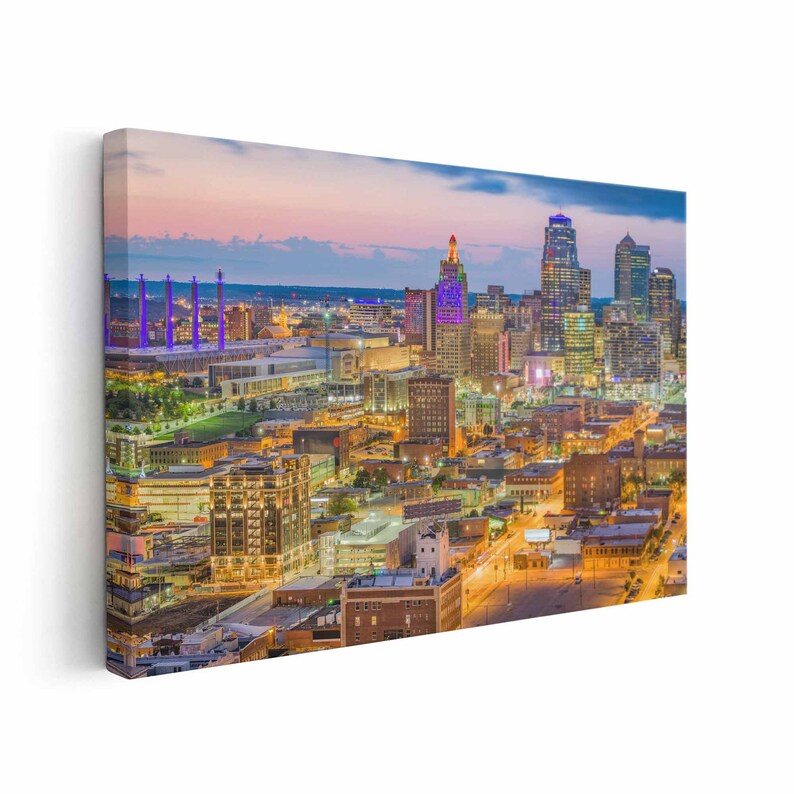 Kansas City Skyline Wall Art Kansas City Canvas Print Missouri Etsy