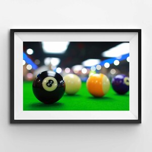 Arte mural de billar / Impresión en lienzo o póster (enmarcado) / Color / Blanco y negro imagen 5