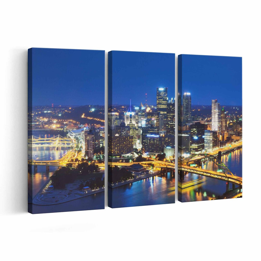 Pittsburgh Skyline Wall Art Pittsburgh Canvas Multiple Sizes Etsy