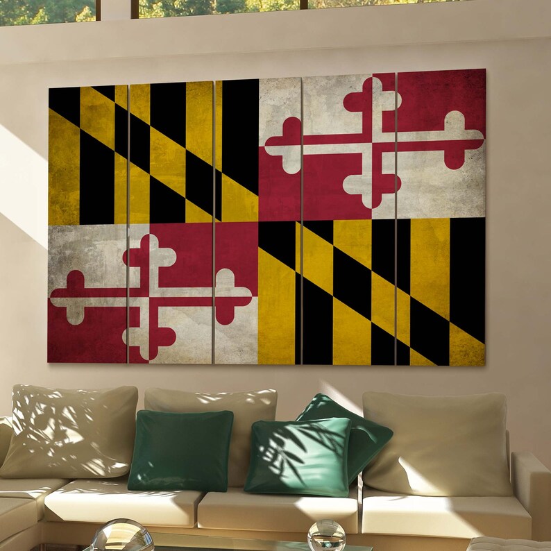 Maryland State Flag Canvas Print Maryland State Flag Wall Art Etsy