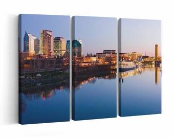 Sacramento Skyline wall art | Canvas or Poster Print (framed) | Color / Black-White