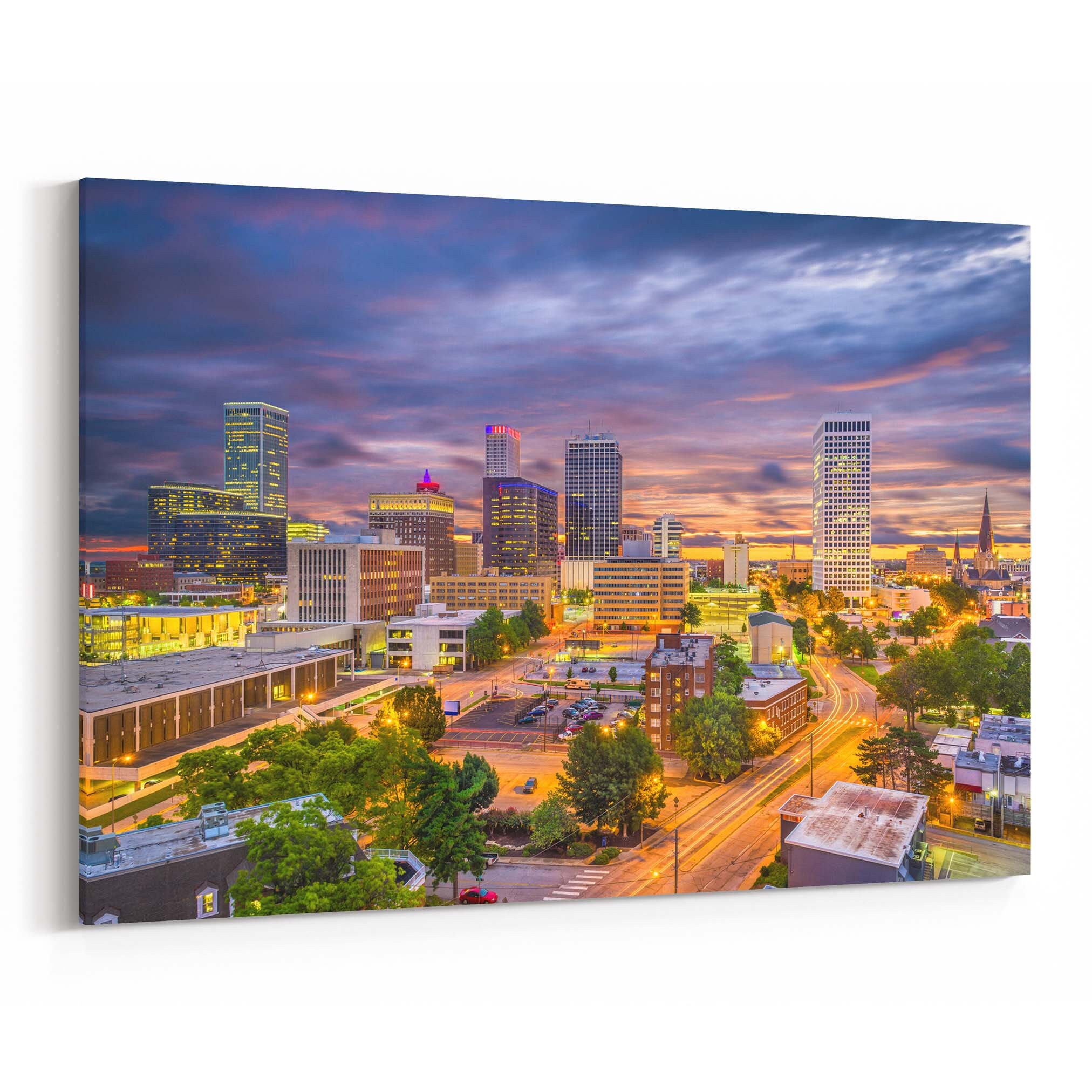 Tulsa Skyline Wall Art Canvas Tulsa Canvas Print Oklahoma Etsy
