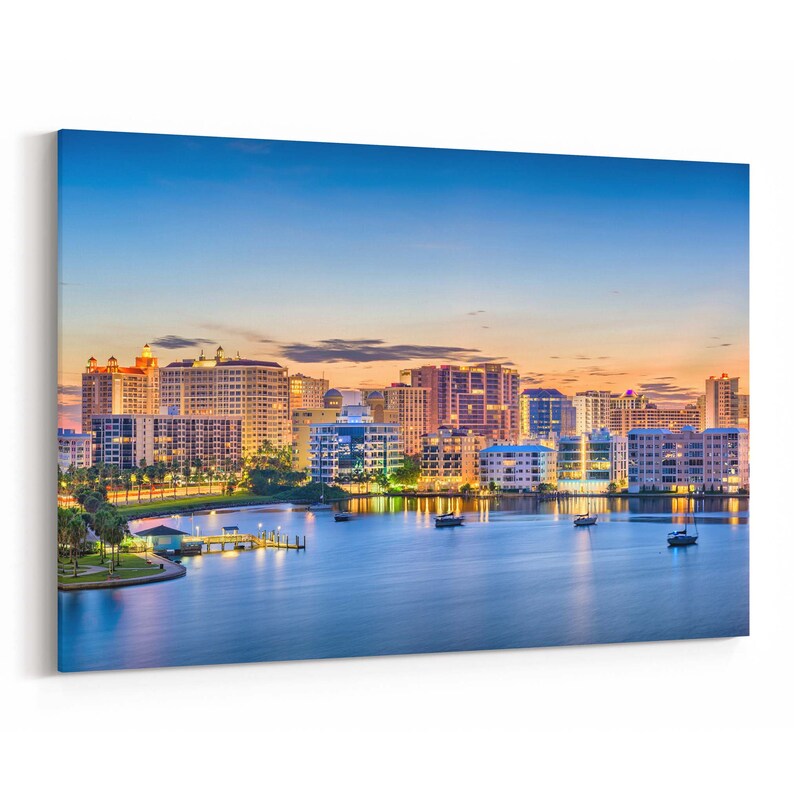 Sarasota Skyline Wall Art Sarasota Canvas Print Florida Etsy