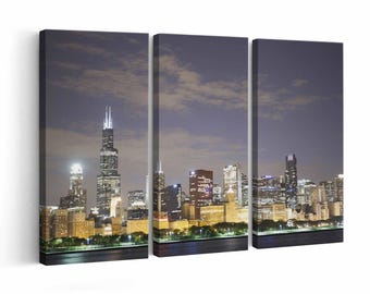 Chicago skyline wall art | Canvas or Poster Print (framed) | Color / Black-White