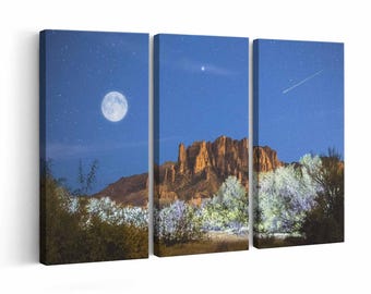 Superstition Mountains wall art | Canvas or Poster Print (framed) | Color / Black & White