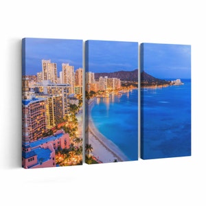 Honolulu Skyline Canvas print || Honolulu Skyline Wall Art || Honolulu Skyline Poster || Honolulu Skyline home decor || Honolulu Skyline Pri