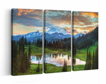 Mount Rainier Twilight | Canvas or Poster Print (framed) | Color / Black & White