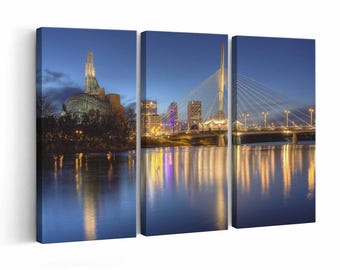 Winnipeg Skyline wall art | Canvas or Poster Print (framed) | Color / Black-White