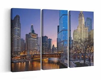 Chicago skyline wall art | Canvas or Poster Print (framed) | Color / Black-White
