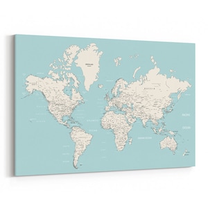 World Map Push Pin, Push Pin Map, World Map Pin Board, Cork World Map ,  Weltkarte, Personalized Gift, Detailed Orginal Design. 