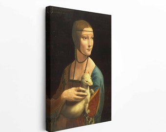 Lady With An Ermine Leonardo Da Vinci Wall Art || Lady With An Ermine Canvas Print ||Multiple Sizes Wrapped Canvas on Wooden Frame