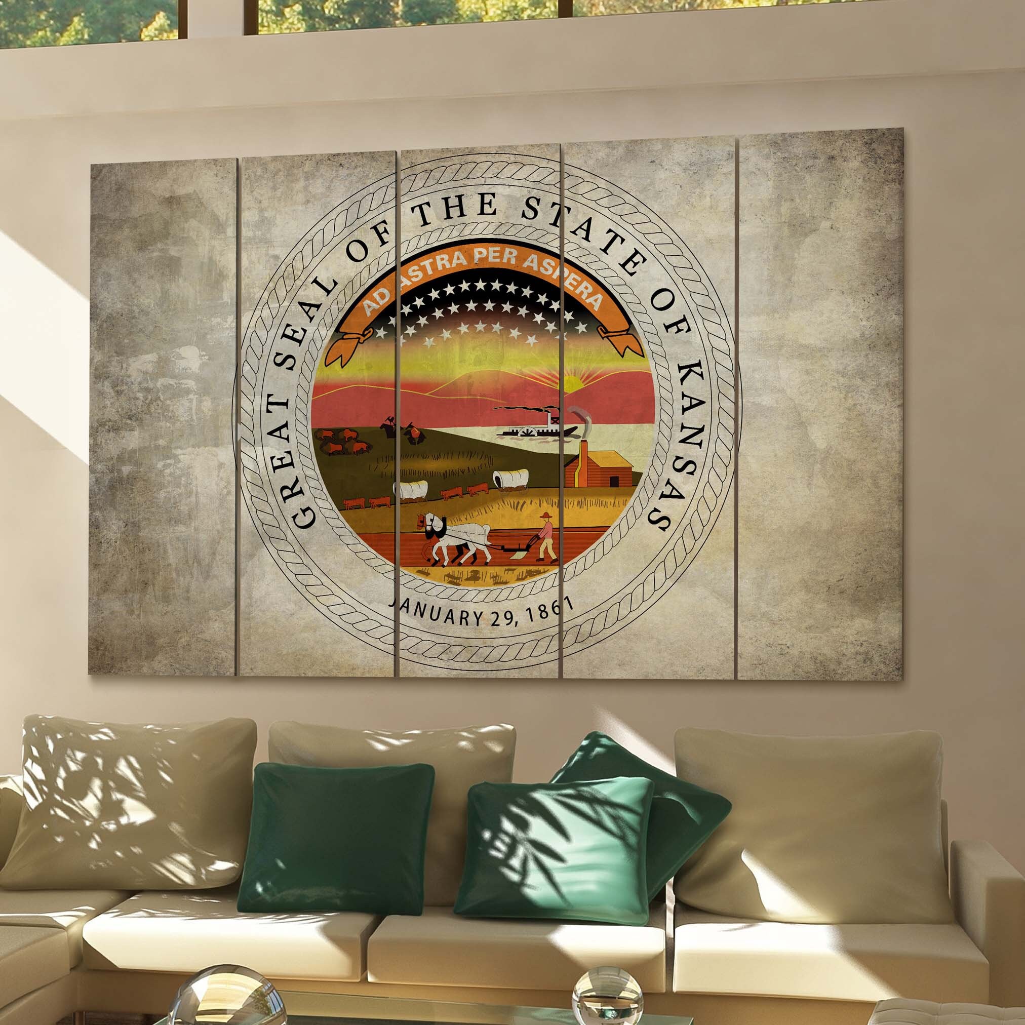 Kansas State Seal Wall Art Canvas Kansas State Seal Canvas Etsy