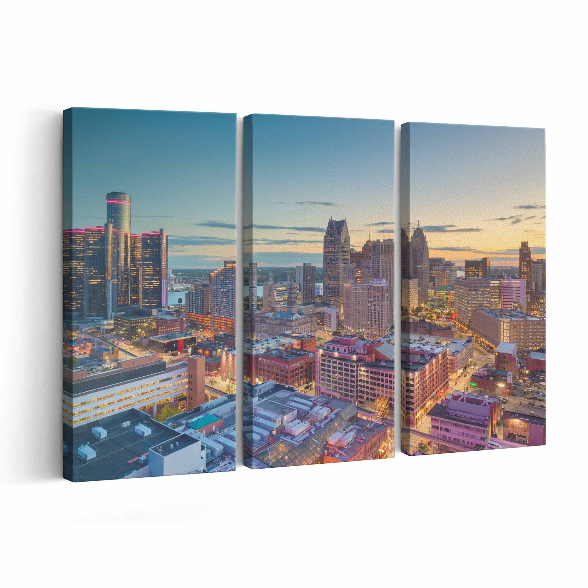 Detroit Skyline Canvas print || Detroit Skyline Wall Art || Detroit Skyline Poster || Detroit Skyline home decor || Detroit Skyline Print