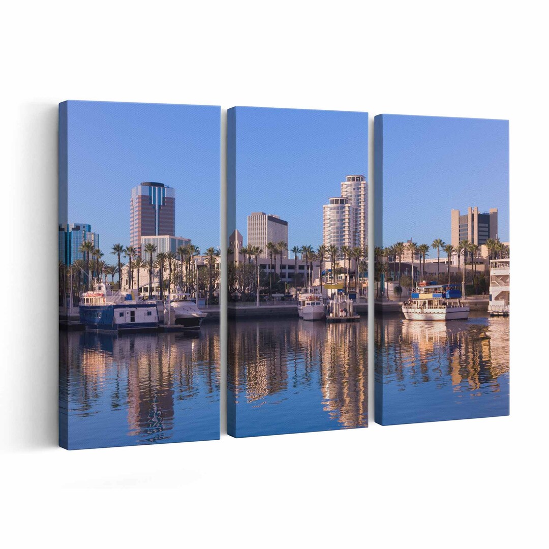 Long Beach Skyline Canvas Print Long Beach Skyline Wall Art Long Beach