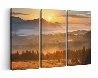 Sunrise cityscape wall art | Canvas or Poster Print (framed) | Color / Black & White