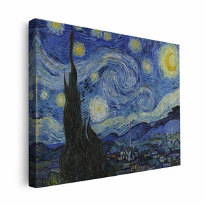 Starry Night   van Gogh Wall Art || Starry Night   Canvas Print ||Multiple Sizes Wrapped Canvas on Wooden Frame