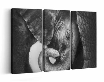 Baby Elephant wall art | Canvas or Poster Print (framed) | Color / Black & White