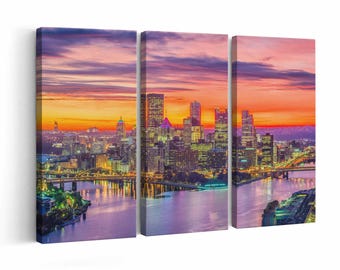 Pittsburgh Skyline wall art | Canvas or Poster Print (framed) | Color / Black-White