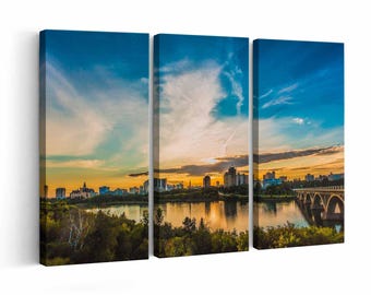 Saskatoon Skyline wall art | Canvas or Poster Print (framed) | Color / Black-White