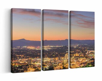 Arte mural del horizonte de Roanoke / Impresión en lienzo o póster (enmarcado) / Color / Blanco y negro