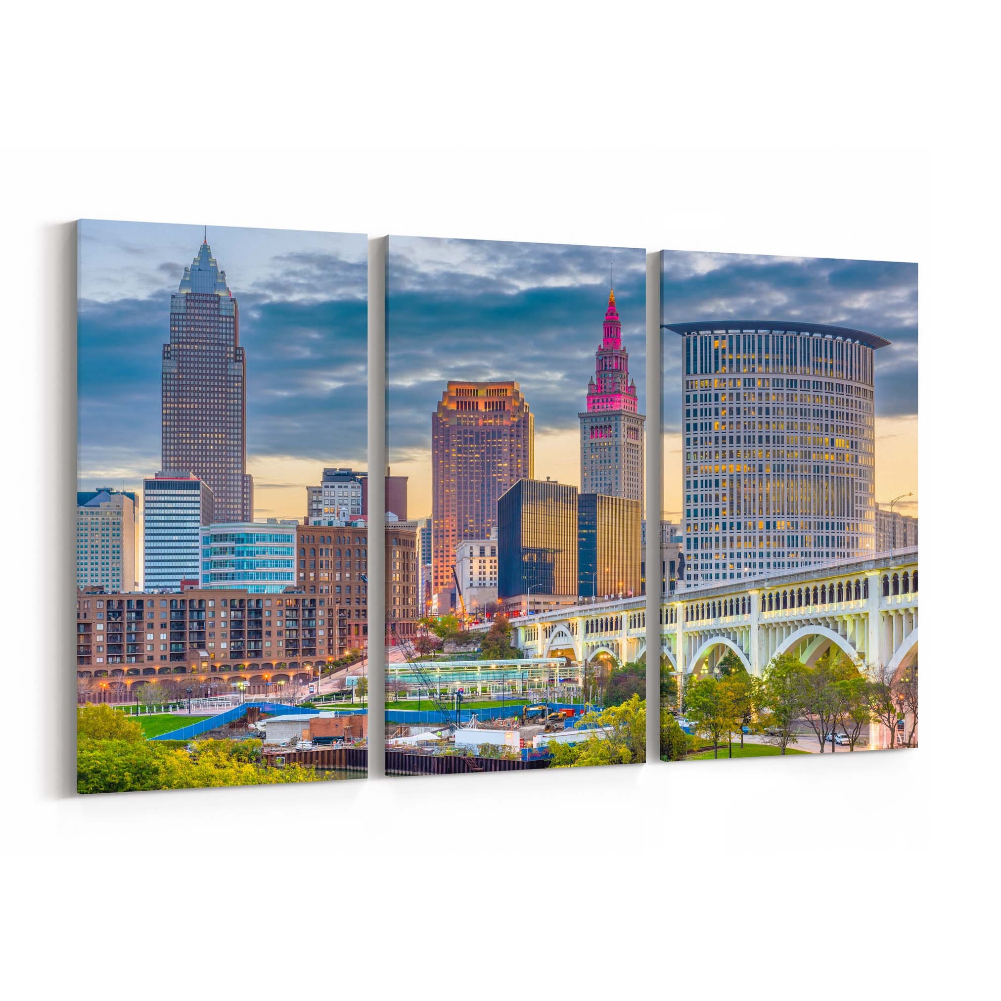 Cleveland Skyline Wall Art Canvas Cleveland Canvas Print Ohio Etsy